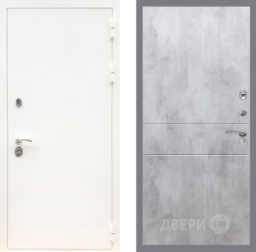 Входная металлическая Дверь Рекс (REX) 5 Белая Шагрень FL-290 Бетон светлый в Лосино-Петровский