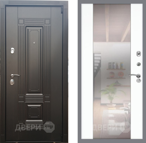 Входная металлическая Дверь Рекс (REX) 9 СБ-16 Зеркало Силк Сноу в Лосино-Петровский