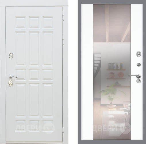 Входная металлическая Дверь Рекс (REX) 8 Силк Сноу СБ-16 Зеркало Силк Сноу в Лосино-Петровский