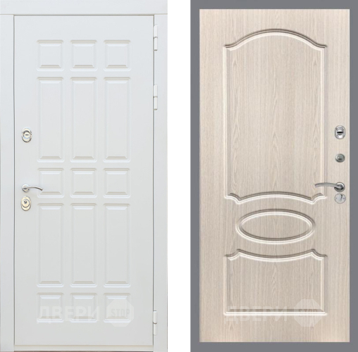 Входная металлическая Дверь Рекс (REX) 8 Силк Сноу FL-128 Беленый дуб в Лосино-Петровский