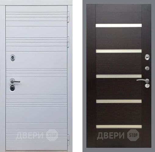 Входная металлическая Дверь Рекс (REX) 14 Силк Сноу СБ-14 стекло белое венге поперечный в Лосино-Петровский