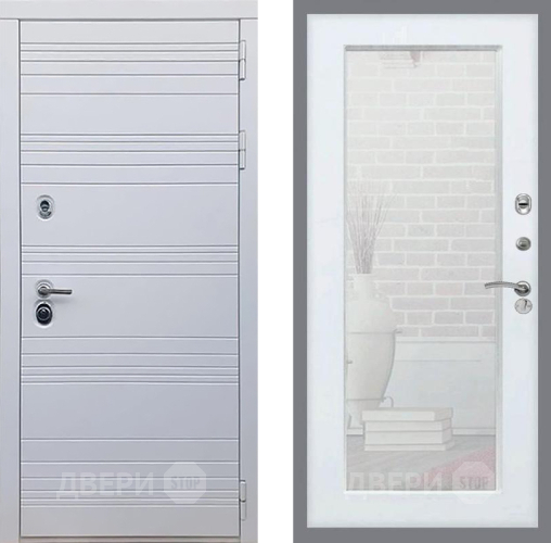 Входная металлическая Дверь Рекс (REX) 14 Силк Сноу Зеркало Пастораль Силк Сноу в Лосино-Петровский