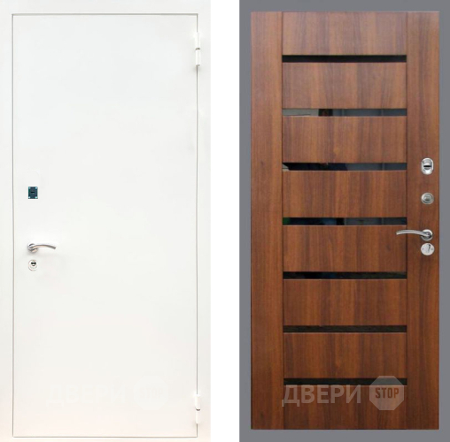 Дверь Рекс (REX) 1А Белая шагрень СБ-14 стекло черное Орех бренди в Лосино-Петровский