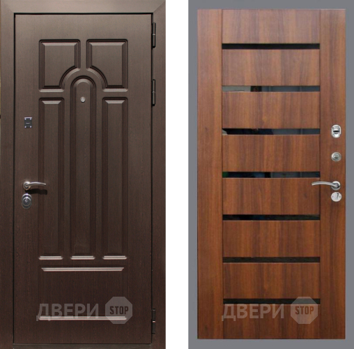 Входная металлическая Дверь Рекс (REX) Эврика СБ-14 стекло черное Орех бренди в Лосино-Петровский