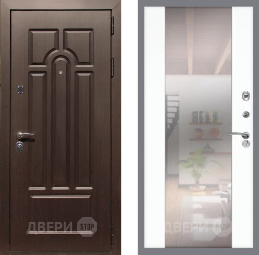 Входная металлическая Дверь Рекс (REX) Эврика СБ-16 Зеркало Силк Сноу в Лосино-Петровский