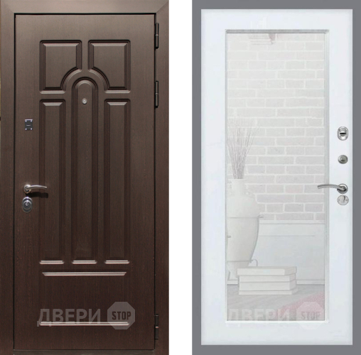 Входная металлическая Дверь Рекс (REX) Эврика Зеркало Пастораль Силк Сноу в Лосино-Петровский