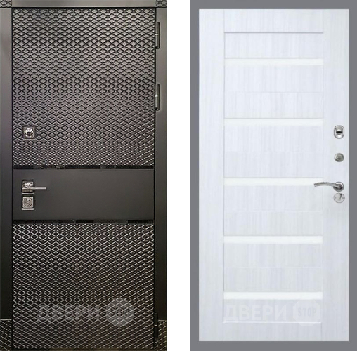 Дверь Рекс (REX) 15 Черный Кварц СБ-14 стекло белое Сандал белый в Лосино-Петровский