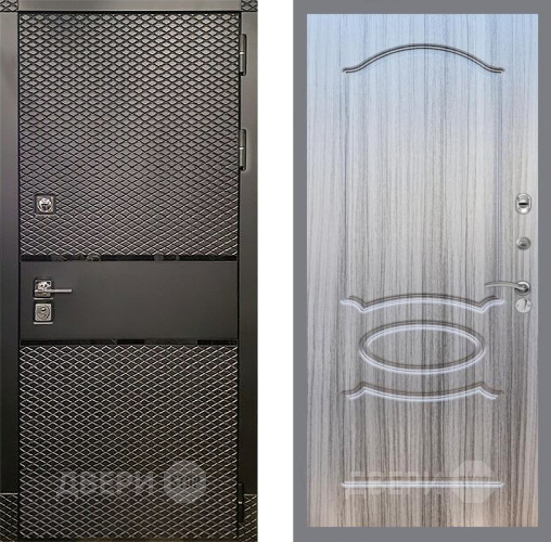 Входная металлическая Дверь Рекс (REX) 15 Черный Кварц FL-128 Сандал грей в Лосино-Петровский