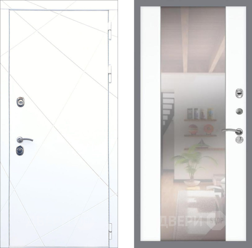 Входная металлическая Дверь Рекс (REX) 13 Силк Сноу СБ-16 Зеркало Силк Сноу в Лосино-Петровский