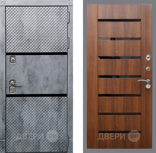 Входная металлическая Дверь Рекс (REX) 15 Бетон Темный СБ-14 стекло черное Орех бренди в Лосино-Петровский