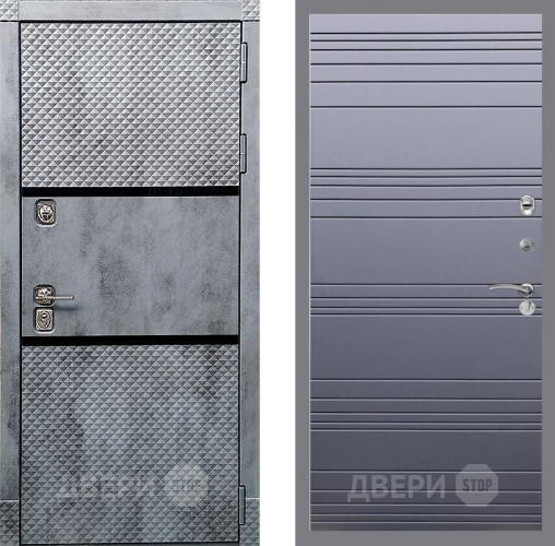 Входная металлическая Дверь Рекс (REX) 15 Бетон Темный Line Силк титан в Лосино-Петровский