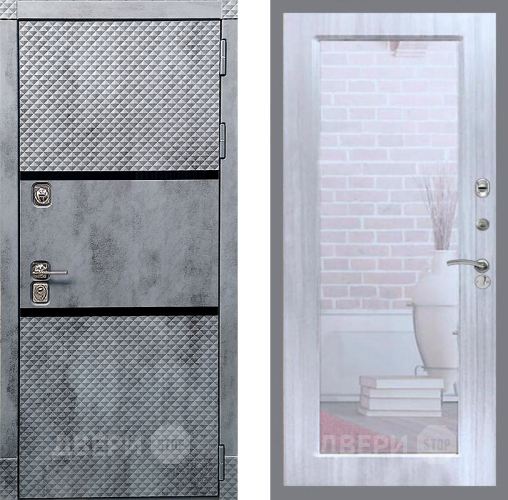 Входная металлическая Дверь Рекс (REX) 15 Бетон Темный Зеркало Пастораль Сандал белый в Лосино-Петровский