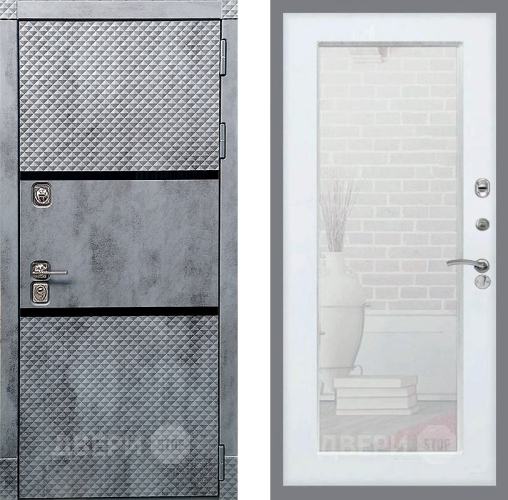 Входная металлическая Дверь Рекс (REX) 15 Бетон Темный Зеркало Пастораль Силк Сноу в Лосино-Петровский