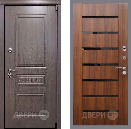 Входная металлическая Дверь Рекс (REX) Премиум-S СБ-14 стекло черное Орех бренди в Лосино-Петровский