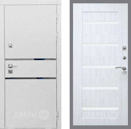 Входная металлическая Дверь Рекс (REX) 15 Силк Сноу СБ-14 стекло белое Сандал белый в Лосино-Петровский