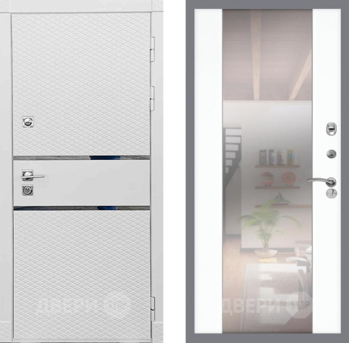 Входная металлическая Дверь Рекс (REX) 15 Силк Сноу СБ-16 Зеркало Силк Сноу в Лосино-Петровский