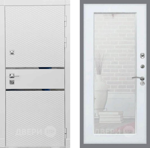 Дверь Рекс (REX) 15 Силк Сноу Зеркало Пастораль Белый ясень в Лосино-Петровский