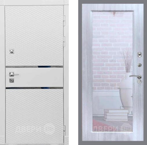 Входная металлическая Дверь Рекс (REX) 15 Силк Сноу Зеркало Пастораль Сандал белый в Лосино-Петровский