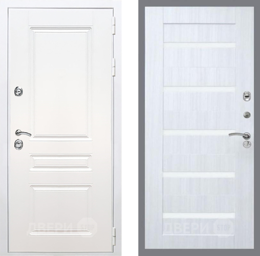 Дверь Рекс (REX) Премиум-н Силк Сноу СБ-14 стекло белое Сандал белый в Лосино-Петровский