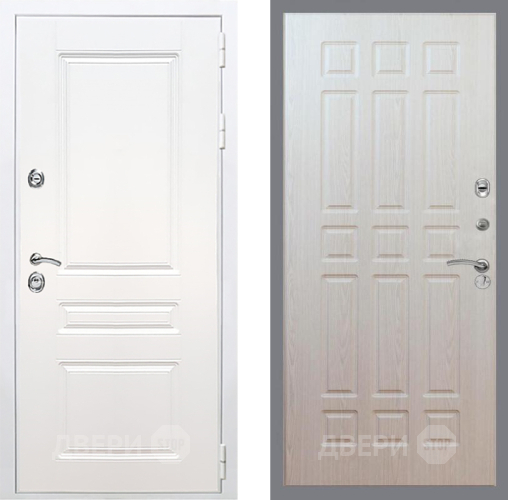 Входная металлическая Дверь Рекс (REX) Премиум-н Силк Сноу FL-33 Беленый дуб в Лосино-Петровский