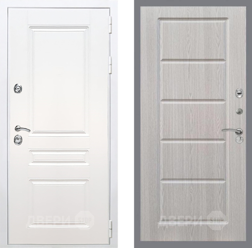 Входная металлическая Дверь Рекс (REX) Премиум-н Силк Сноу FL-39 Беленый дуб в Лосино-Петровский