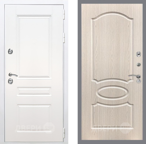 Входная металлическая Дверь Рекс (REX) Премиум-н Силк Сноу FL-128 Беленый дуб в Лосино-Петровский