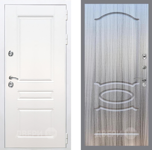 Входная металлическая Дверь Рекс (REX) Премиум-н Силк Сноу FL-128 Сандал грей в Лосино-Петровский