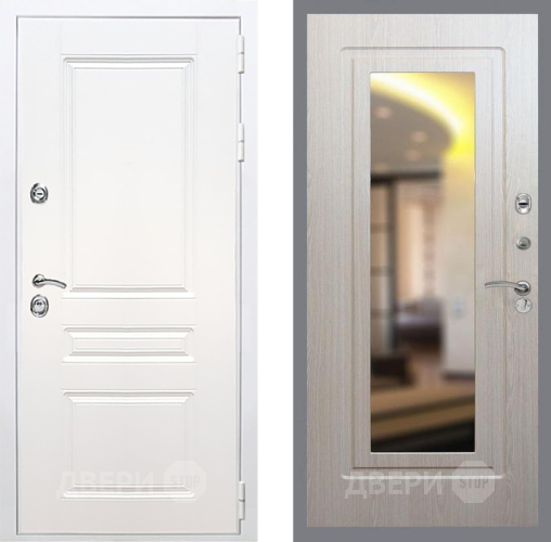 Входная металлическая Дверь Рекс (REX) Премиум-н Силк Сноу FLZ-120 Беленый дуб в Лосино-Петровский