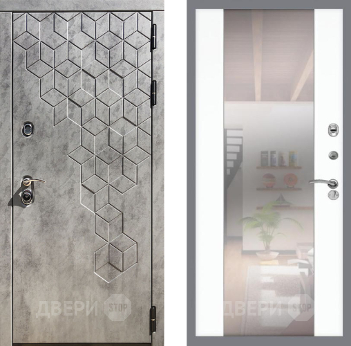 Входная металлическая Дверь Рекс (REX) 23 СБ-16 Зеркало Силк Сноу в Лосино-Петровский