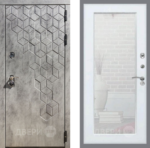 Входная металлическая Дверь Рекс (REX) 23 Зеркало Пастораль Белый ясень в Лосино-Петровский