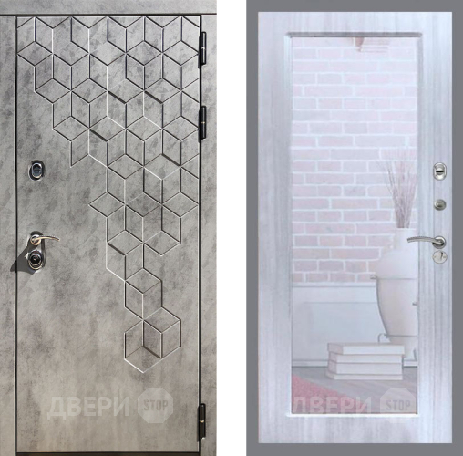 Входная металлическая Дверь Рекс (REX) 23 Зеркало Пастораль Сандал белый в Лосино-Петровский