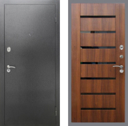 Дверь Рекс (REX) 2А Серебро Антик СБ-14 стекло черное Орех бренди